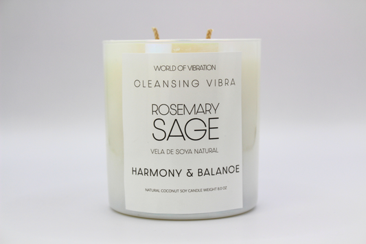 White Iridescent Cleansing Vibra Candle - White, Iridescent Glass, 8 oz | World of Vibration