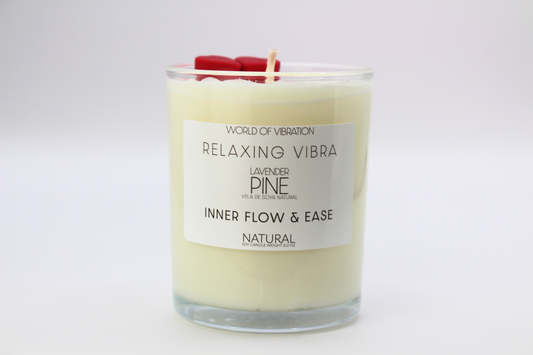 Relaxing Vibra Candle - White with Heart Embeds, 6 oz | World of Vibration