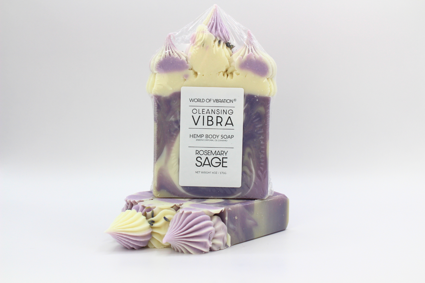 World of Vibration® Cleansing Vibra Frosted Soap: Lavender Soap for Harmonious Balance