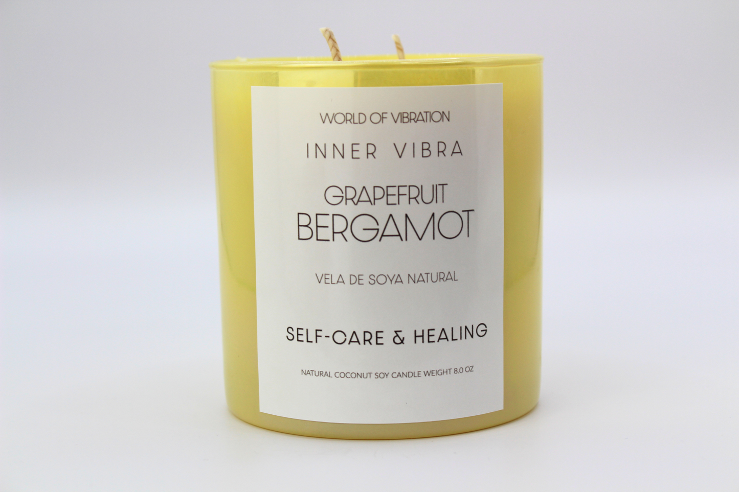 Yellow Iridescent Inner Vibra Candle - Yellow, Iridescent Glass, 8 oz | World of Vibration