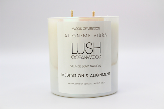 White Iridescent Meditation & Alignment Vibra Candle - White, Iridescent Glass, 8 oz | World of Vibration