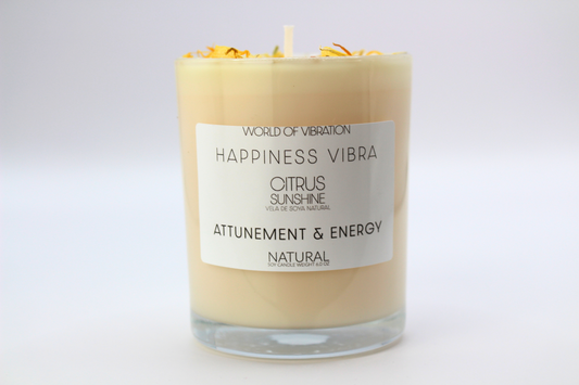 Happiness Vibra Candle - Orange with Calendula Petals, 6 oz | World of Vibration