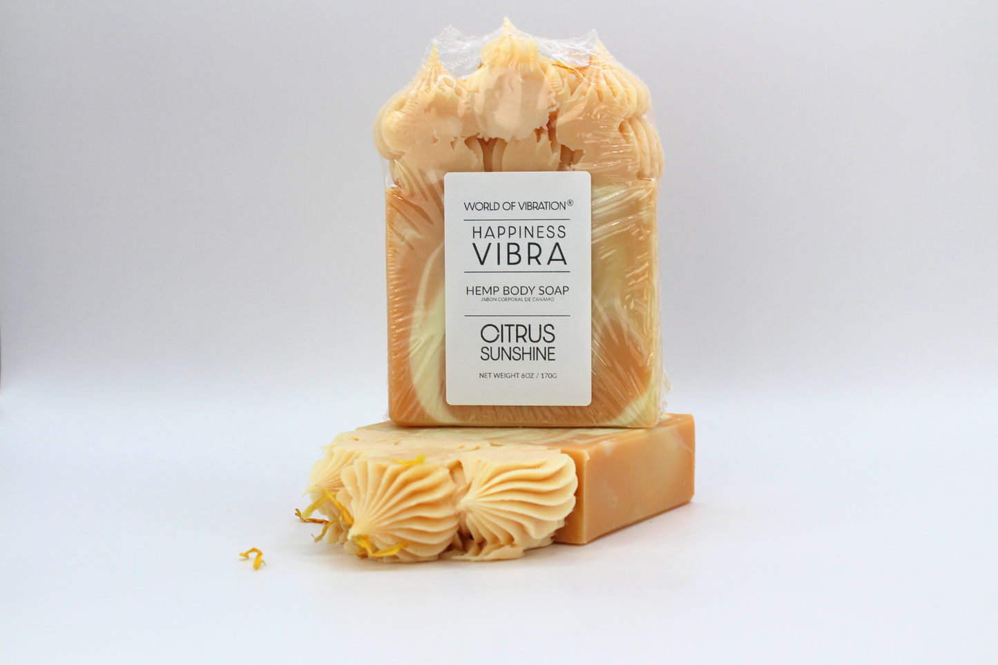 World of Vibration® Happiness Vibra Frosted Soap: Handmade Calendula Soap for Uplifting Energy