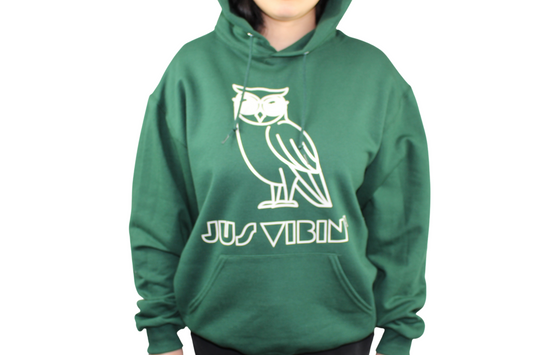 JUS VIBIN GREEN OWL HOODIE