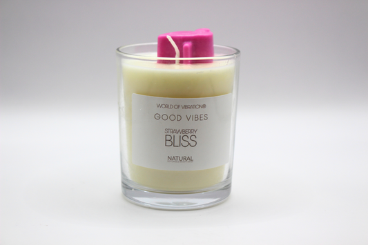 Strawberry Bliss - 6oz Candle with Barbie Pink Flamingo Embed - World of Vibration®