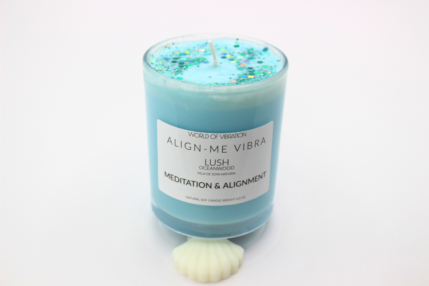 Meditation & Alignment Candle - Ocean Blue with Glitter, 6 oz | World of Vibration