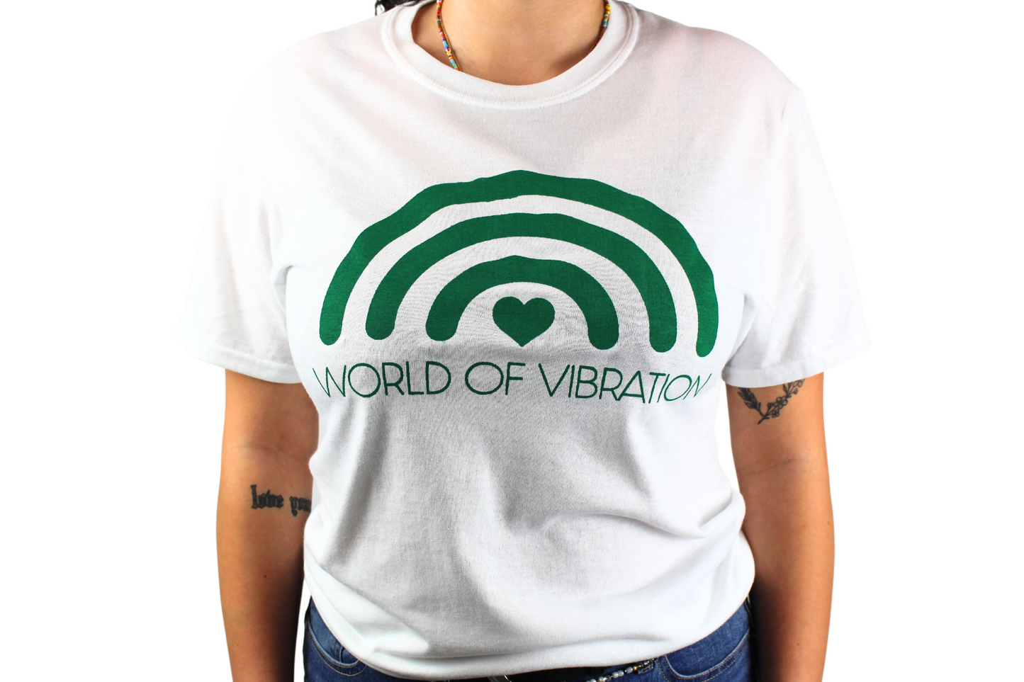 Green Rainbow Love T-shirt White