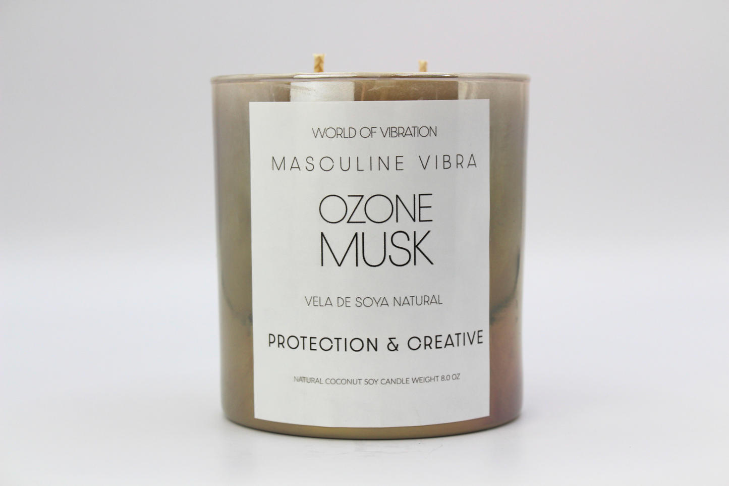 Taupe Iridescent Masculine Vibra Candle - Taupe, Iridescent Glass, 8 oz | World of Vibration