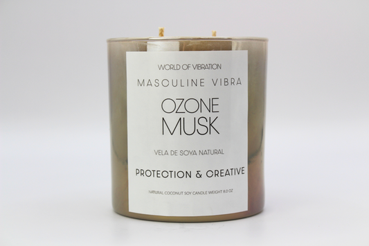 Taupe Iridescent Masculine Vibra Candle - Taupe, Iridescent Glass, 8 oz | World of Vibration